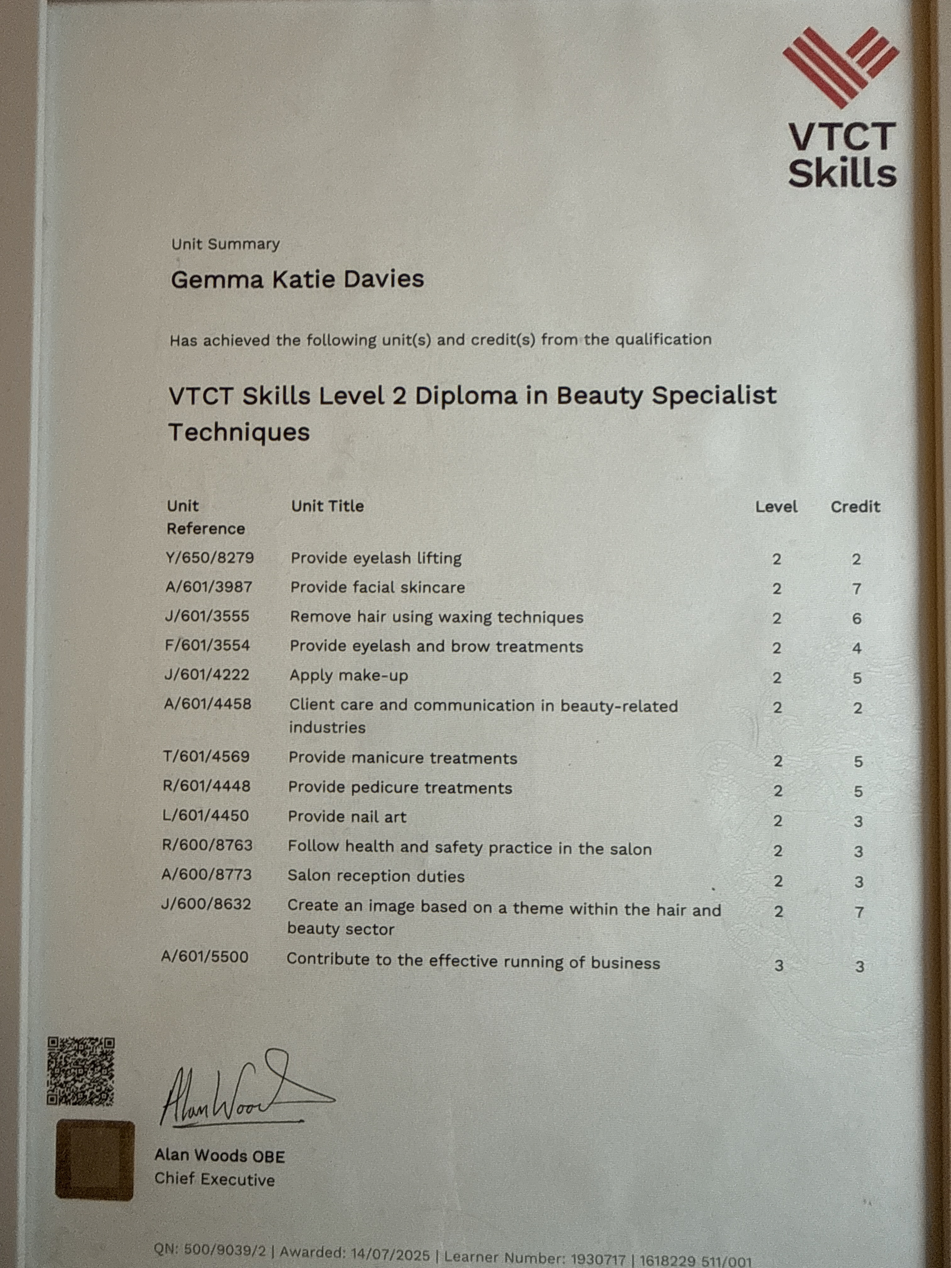 My qualifications